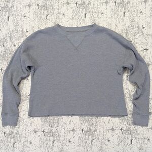 Abercrombie & Fitch Women's Cropped Gray Long Sleeve Thermal Top Size XS